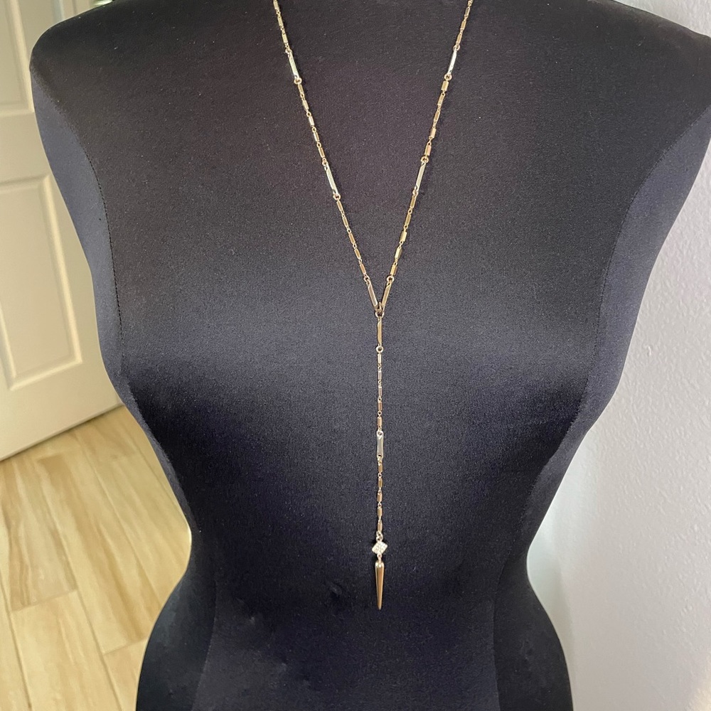Stella and dot silver adjustable necklace with pavé accent